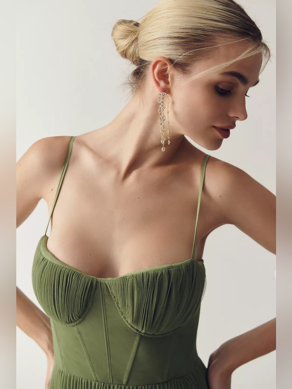 New Anthropologie Hutch Amara Corset Pleated Tulle Fit & Flare Midi Dress Size 8 - Picture 3 of 7